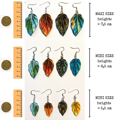 Boucles d'oreilles Origami - Bijou en papier fait main - Mosaïque bleue Trencadis d'Antoni Gaudí