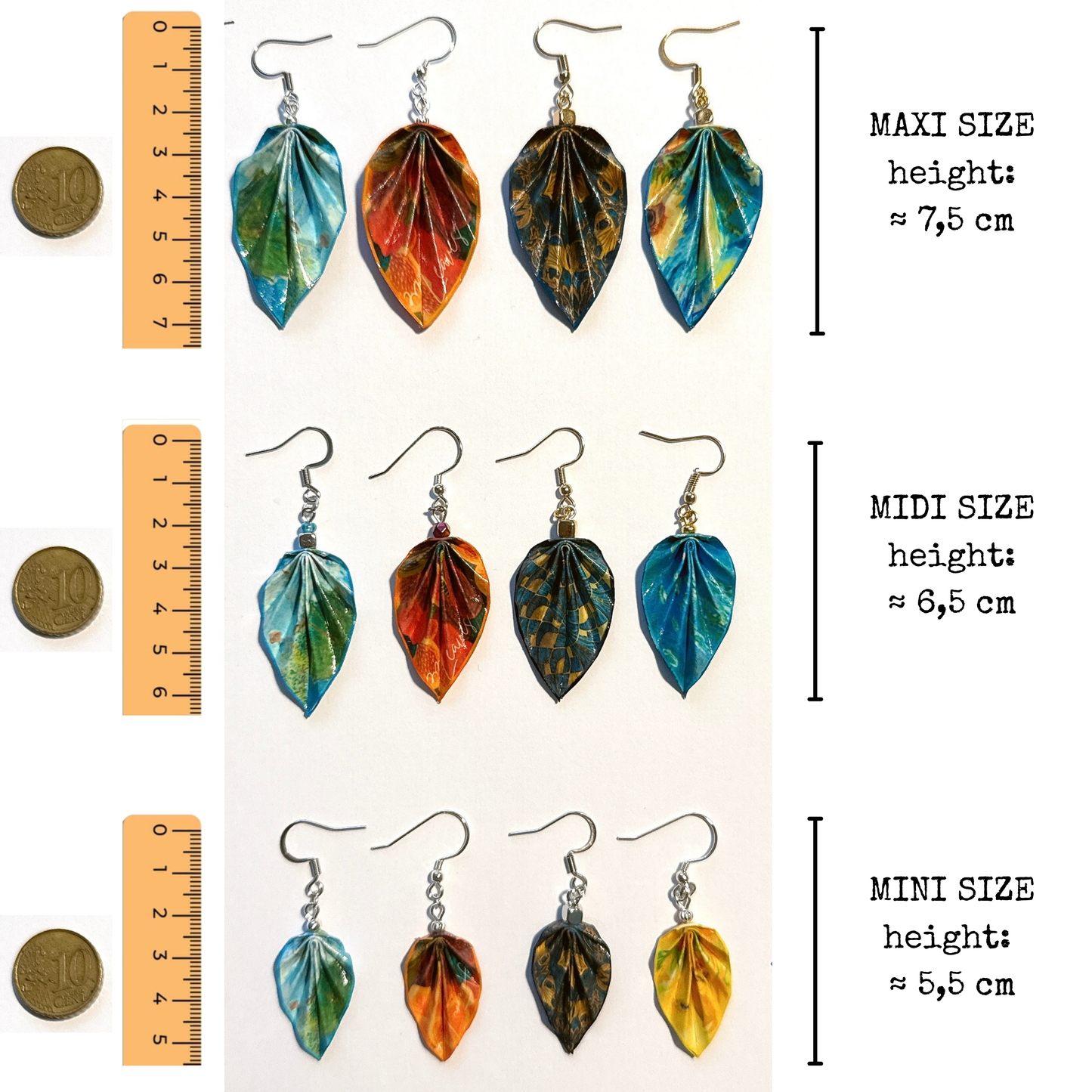 Origami-Ohrringe in Form von Herbstlaub: Handgefertigter Papierschmuck