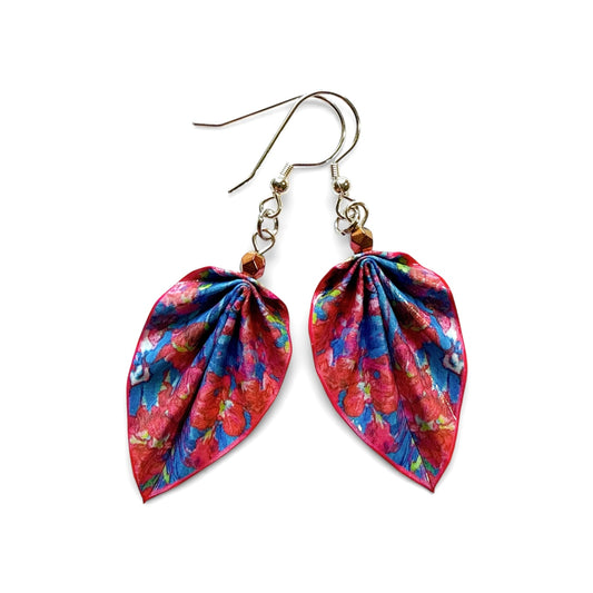 Handmade Origami Earrings Candy Blue and Pink