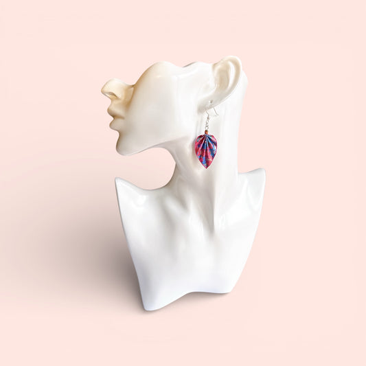 Handmade Origami Earrings Candy Blue and Pink