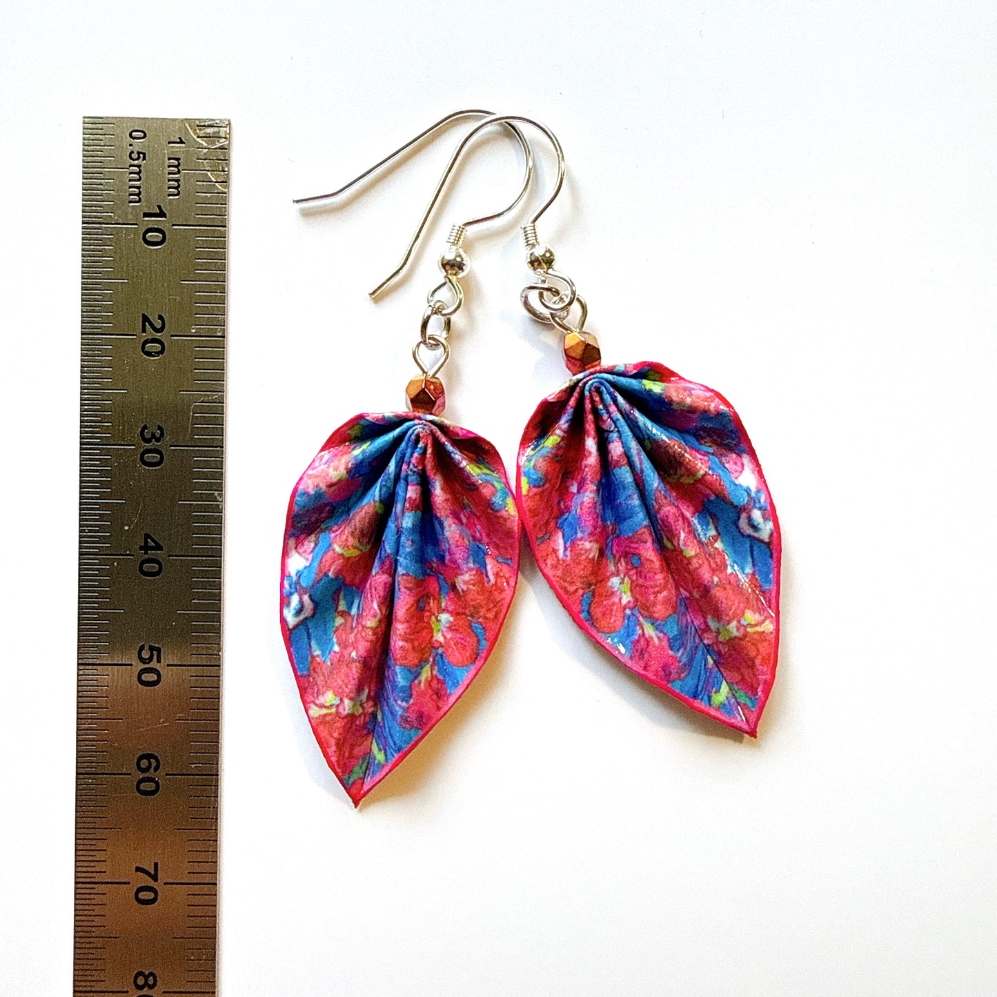Handmade Origami Earrings Candy Blue and Pink