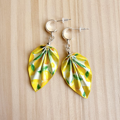 Origami Earrings Lemon – Lightweight Handmade Paper Jewelry