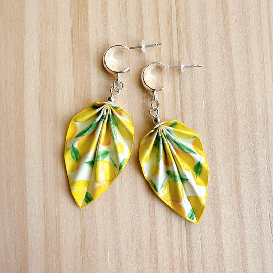 Origami Earrings Lemon – Lightweight Handmade Paper Jewelry