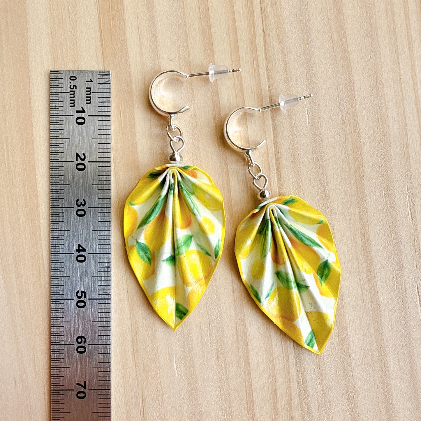 Origami Earrings Lemon – Lightweight Handmade Paper Jewelry