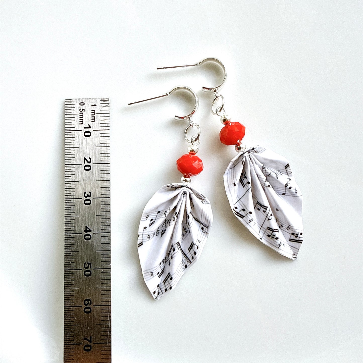 Origami Earrings Music Sheet Design : Handmade Paper Jewelry, Lightweight Paper Gift