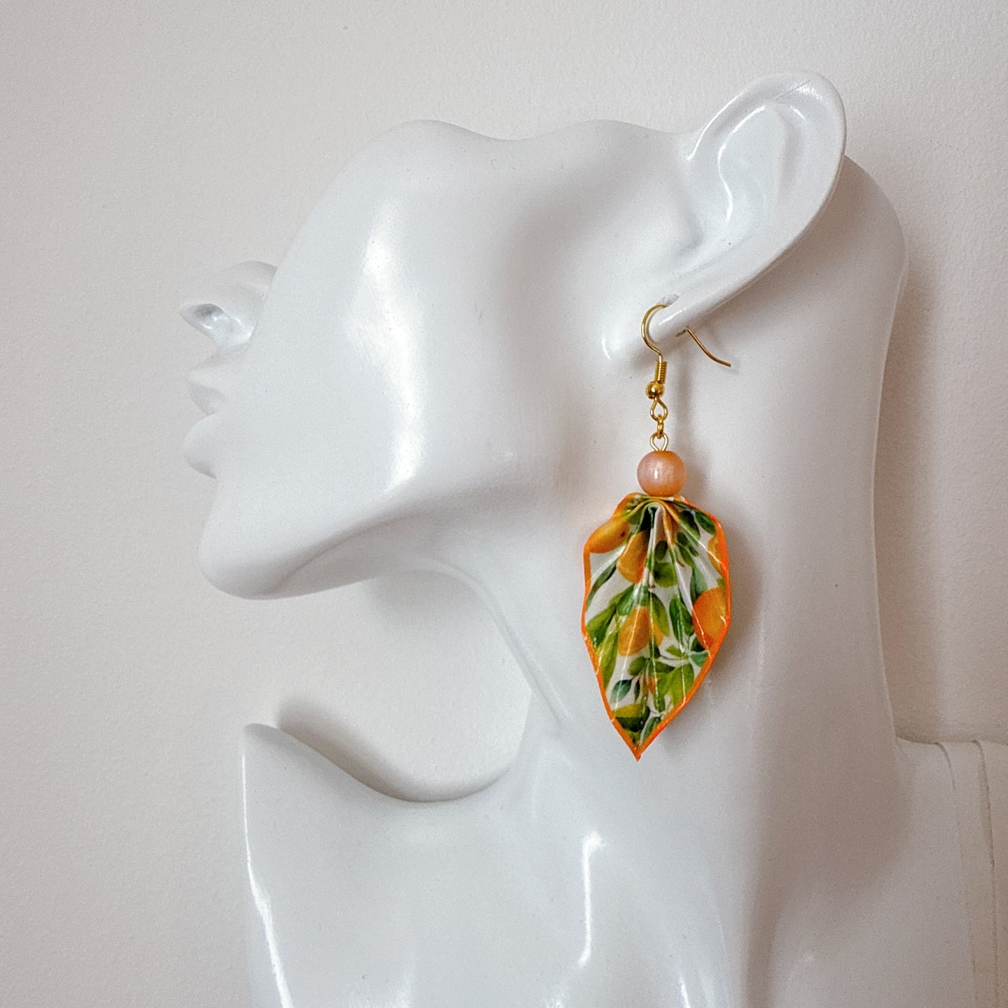 Origami Leaf Earrings Orange 