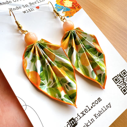 Origami Earrings Orange – Lightweight Handmade Paper Jewelry