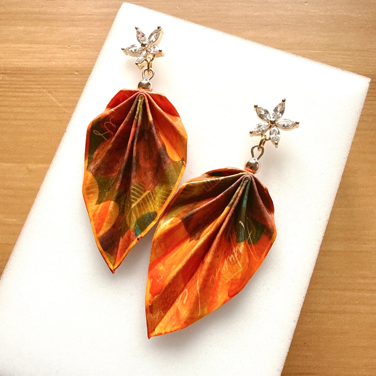 Origami Leaf Earrings Gift Autumn: Handmade Paper Jewelry