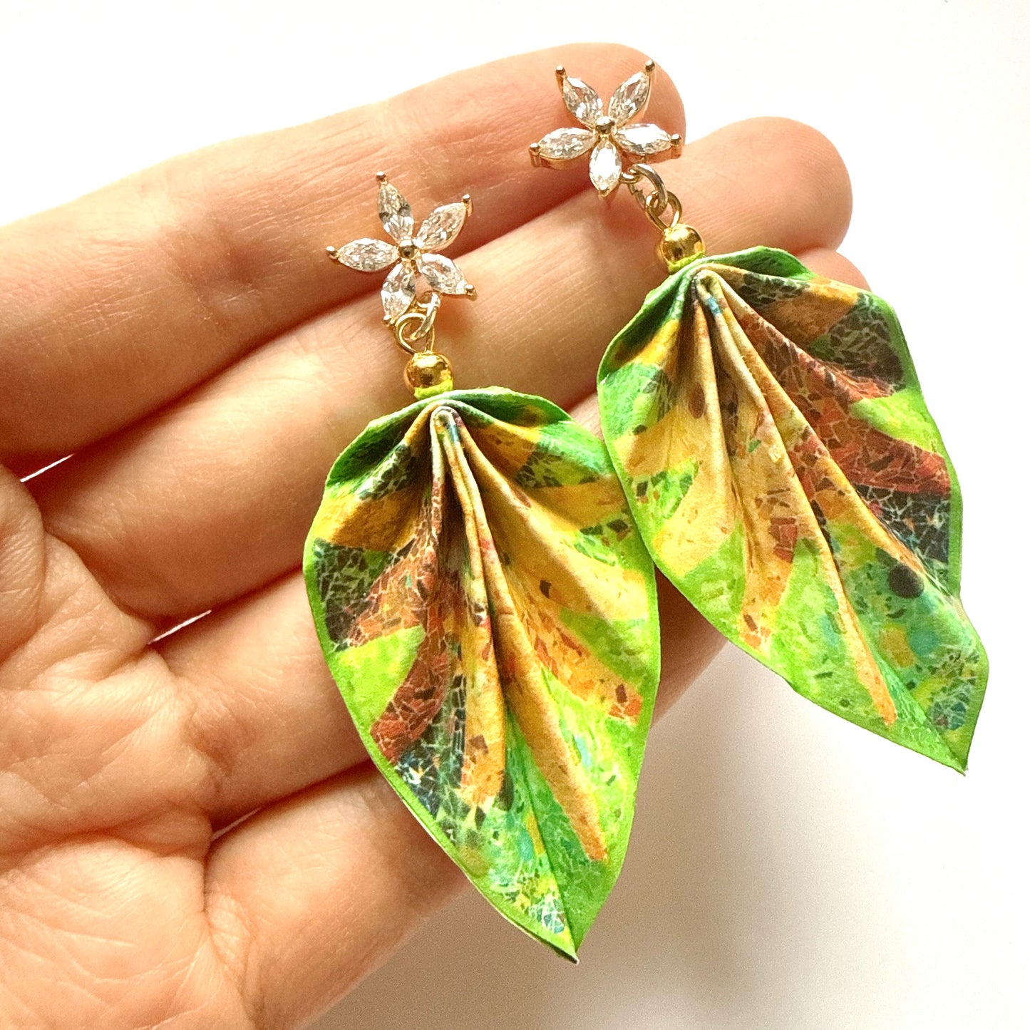 Gaudi's Sun, Park Güell : Origami Leaf Earrings