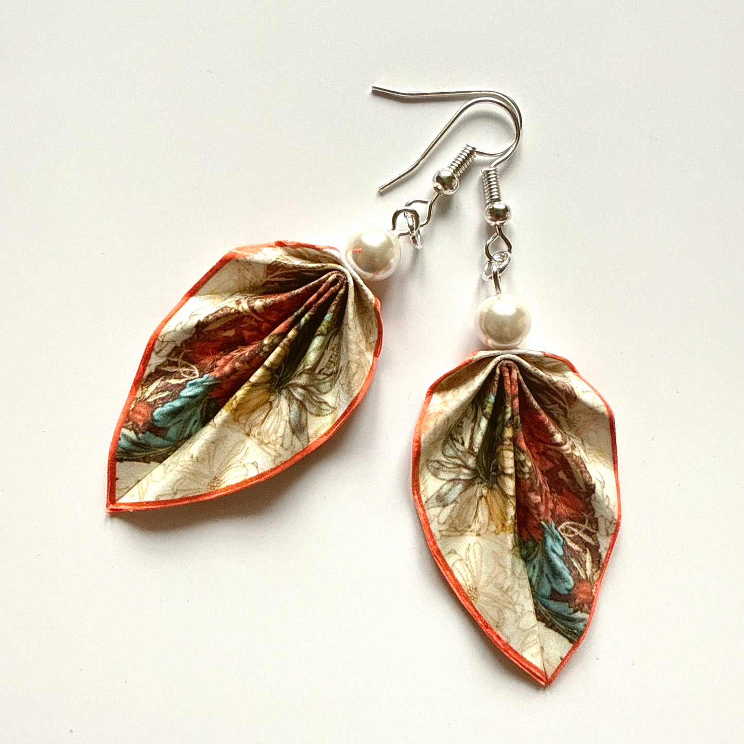 W. Morris Honeysuckle : Origami Leaf Earrings