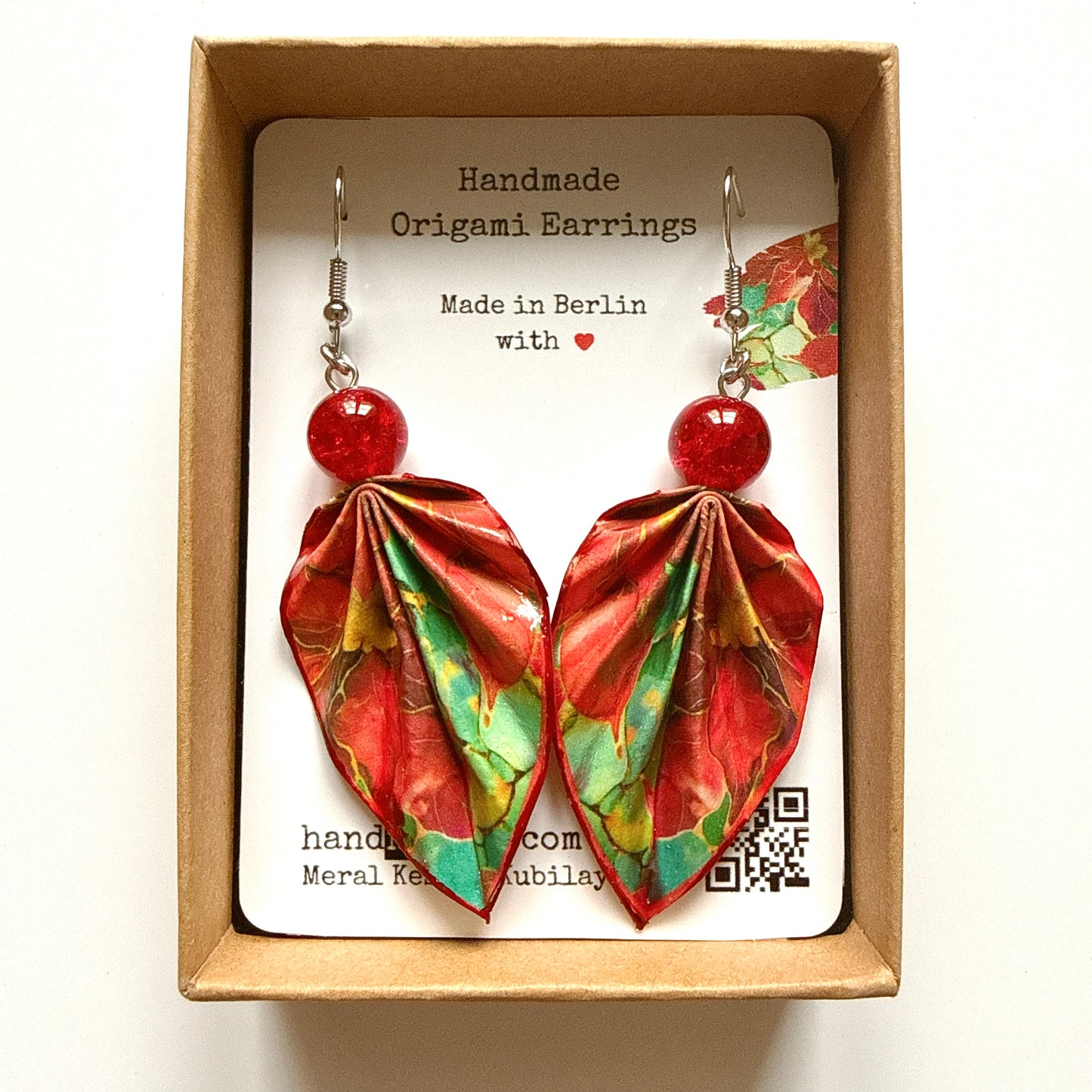 Boucles d'oreilles Feuille d'Origami : Bijoux en papier faits main