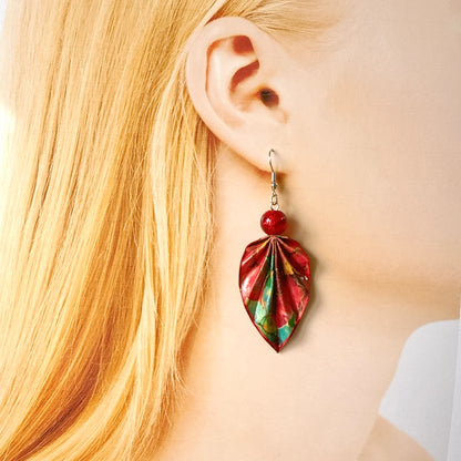 Nature Inspired Origami Earrings Newyear, Paper Leaf Jewelry, Everyday Lightweight Earrings