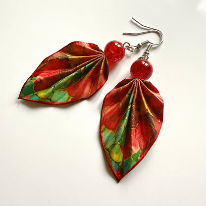 Nature Inspired Origami Earrings Newyear, Paper Leaf Jewelry, Everyday Lightweight Earrings