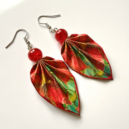 Nature Inspired Origami Earrings Newyear, Paper Leaf Jewelry, Everyday Lightweight Earrings
