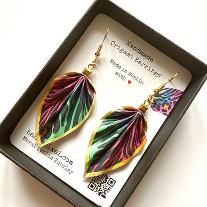 Origami-Ohrringe in Form von Herbstlaub: Handgefertigter Papierschmuck