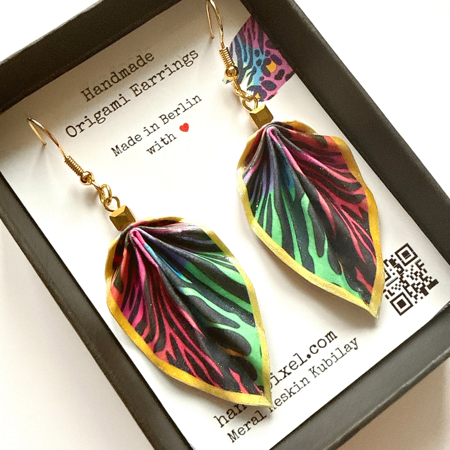 Origami Leaf Earrings – Elegant Handmade Paper Jewelry
