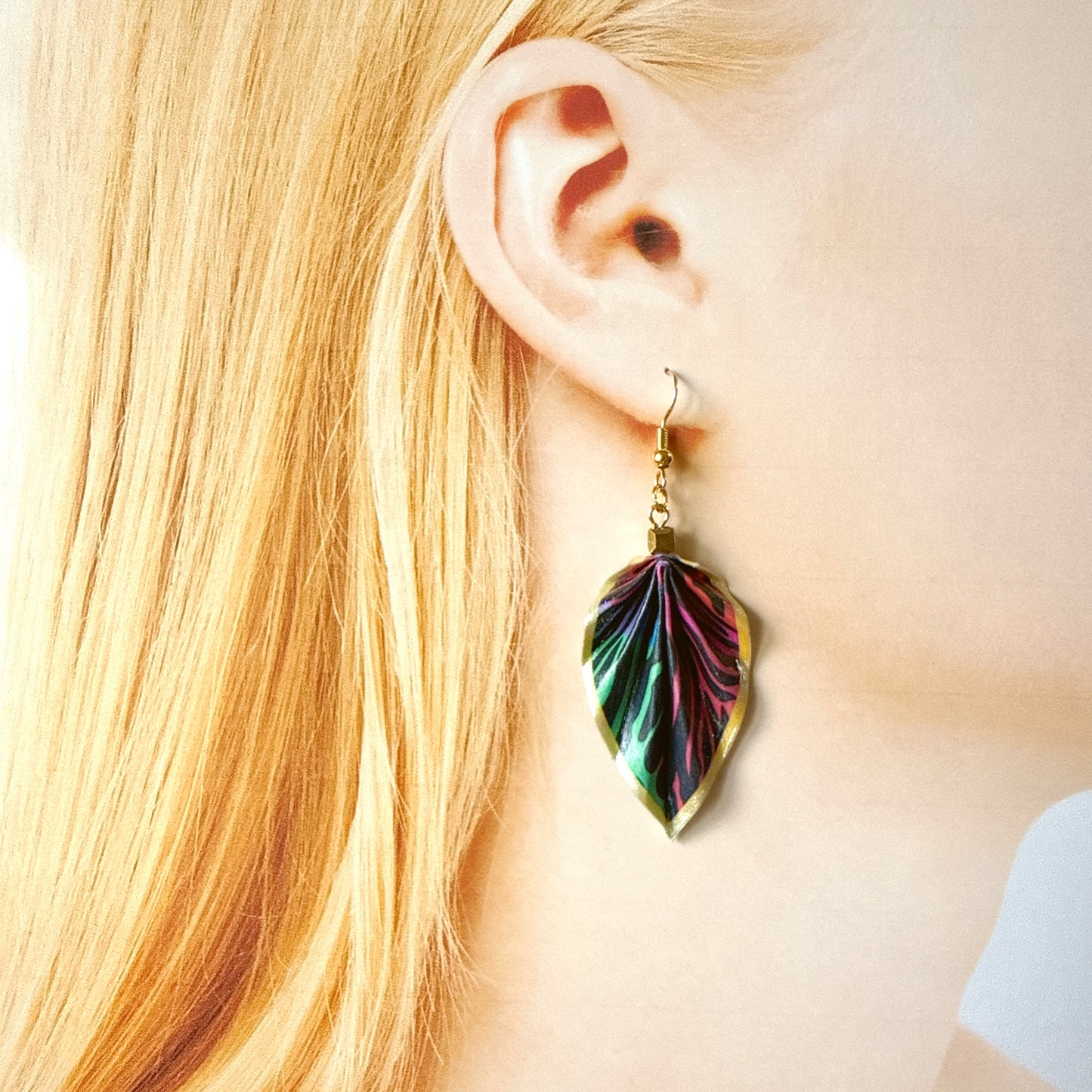 Origami Leaf Earrings – Elegant Handmade Paper Jewelry