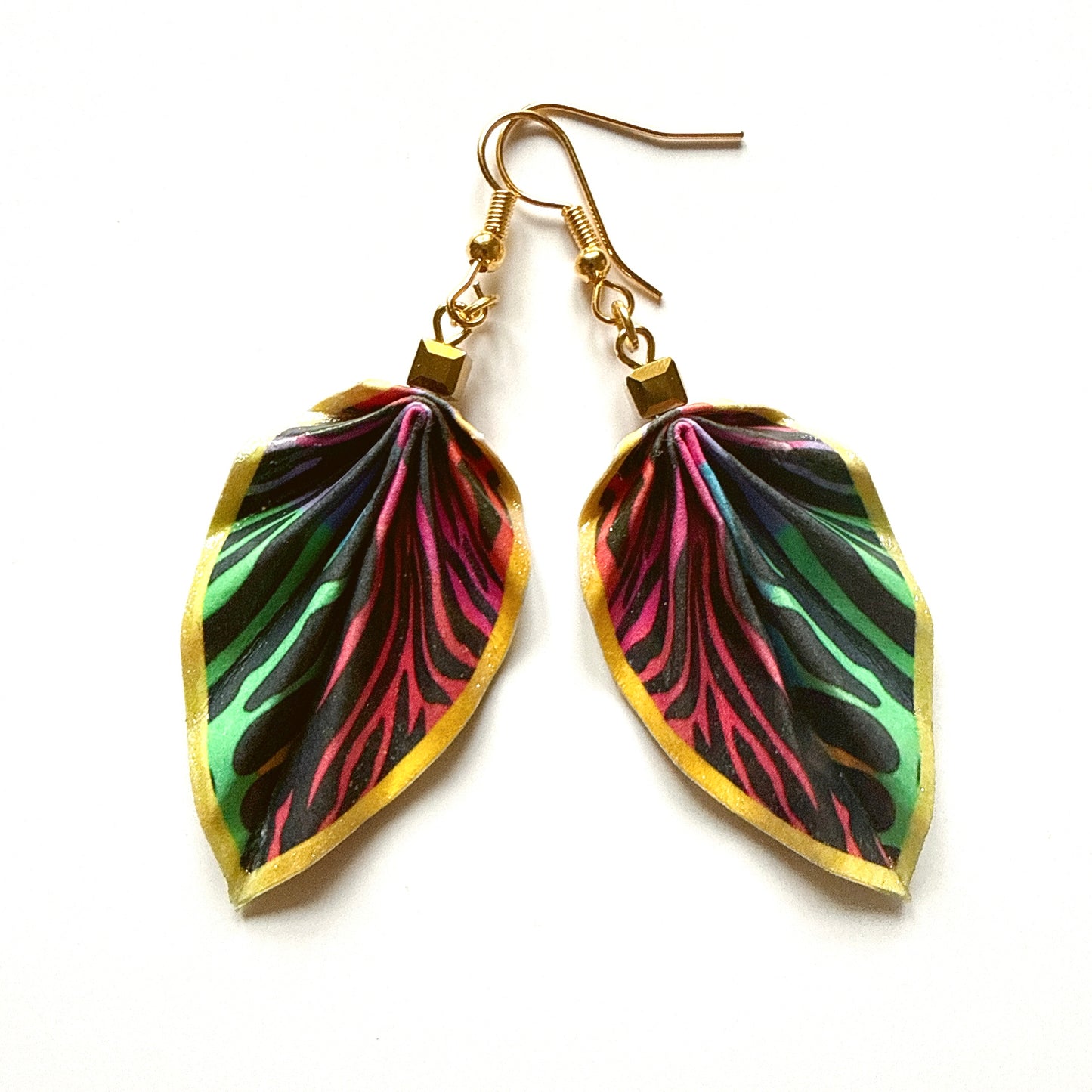 Origami Leaf Earrings – Elegant Handmade Paper Jewelry