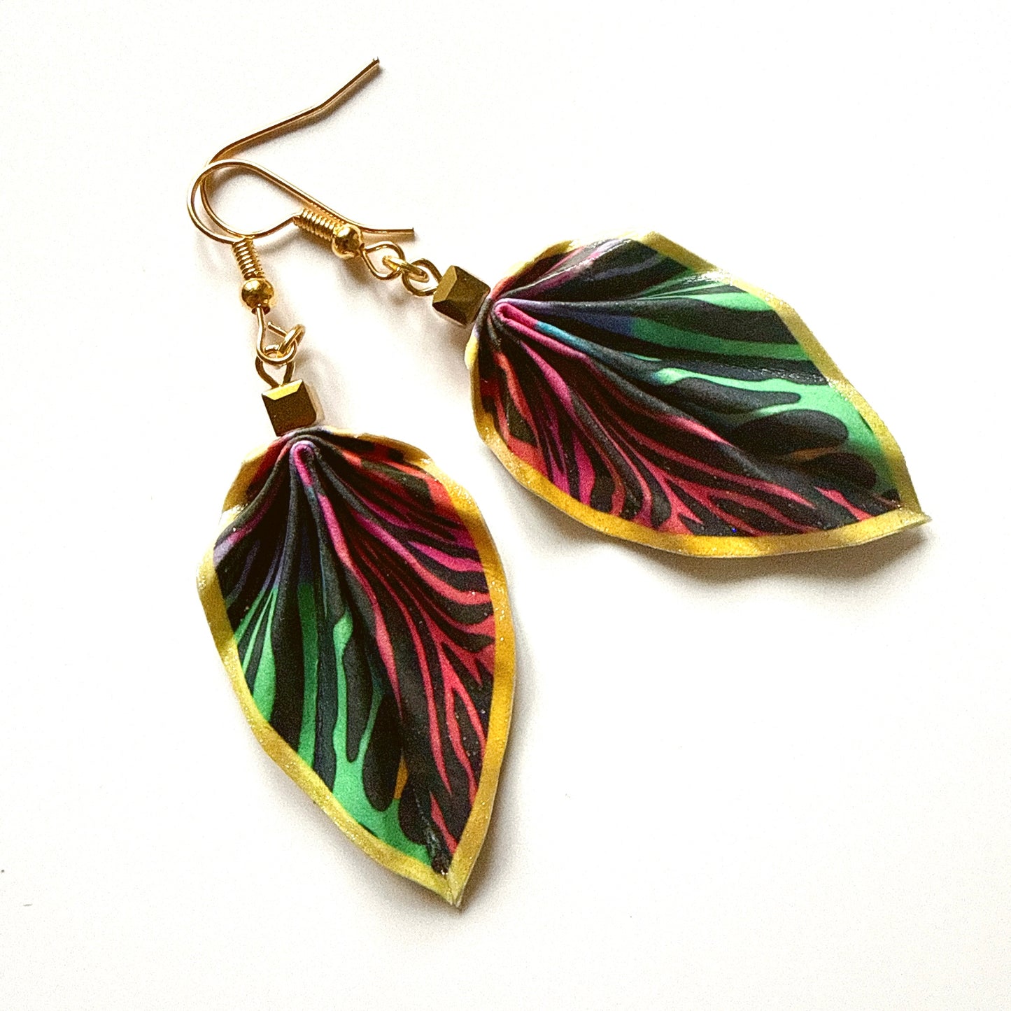 Origami Leaf Earrings – Elegant Handmade Paper Jewelry