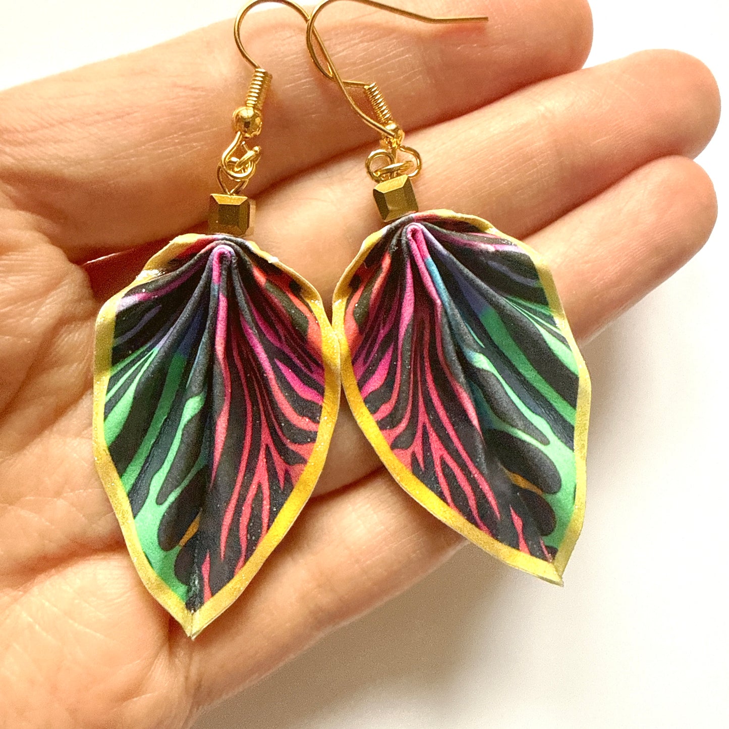 Origami Leaf Earrings – Elegant Handmade Paper Jewelry