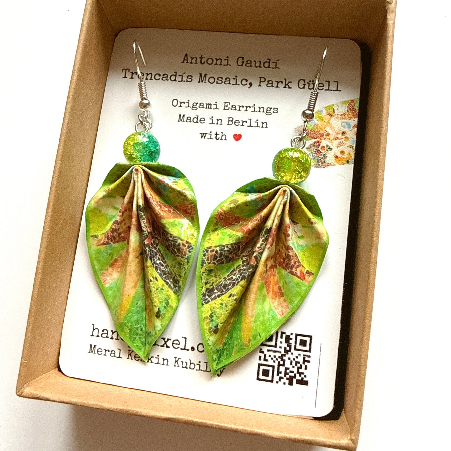 Origami Leaf Earrings: Handmade Paper Jewelry Gaudi's Sun