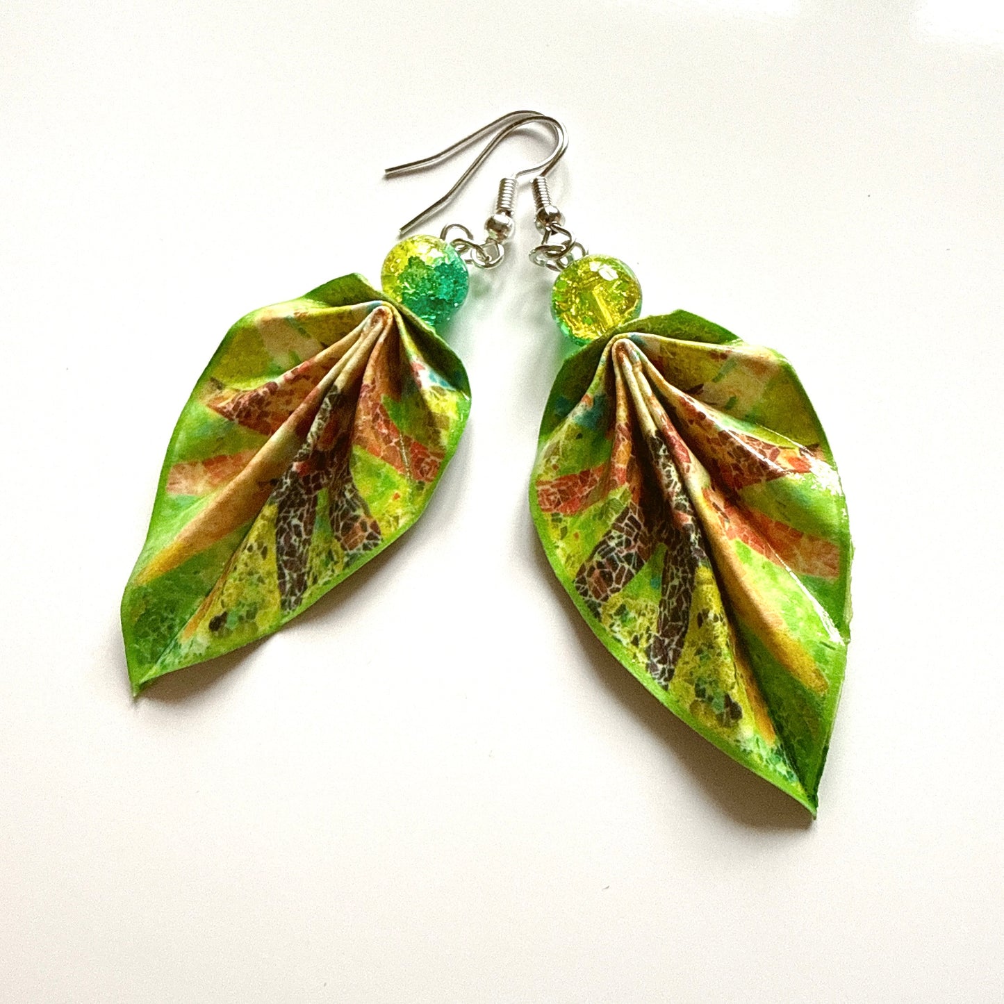 Origami Leaf Earrings: Handmade Paper Jewelry Gaudi's Sun