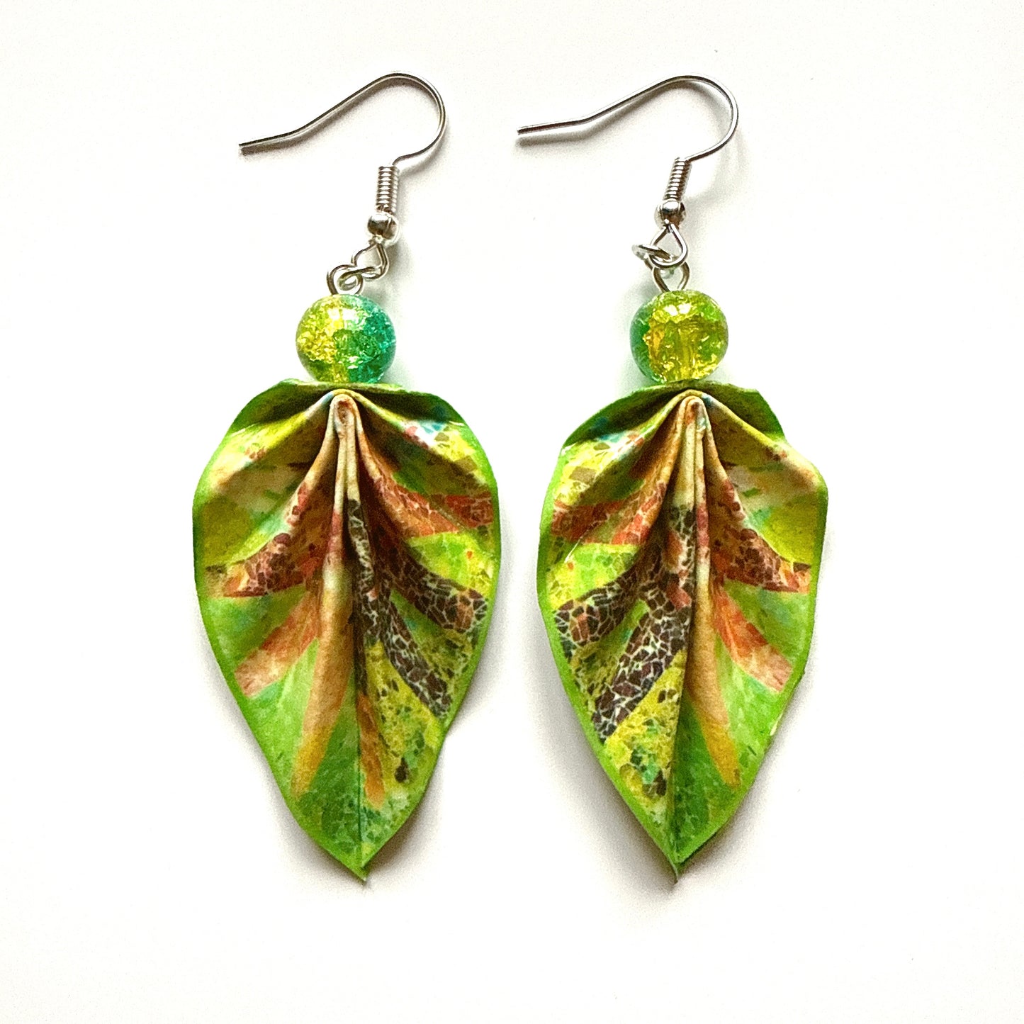 Origami Leaf Earrings: Handmade Paper Jewelry Gaudi's Sun