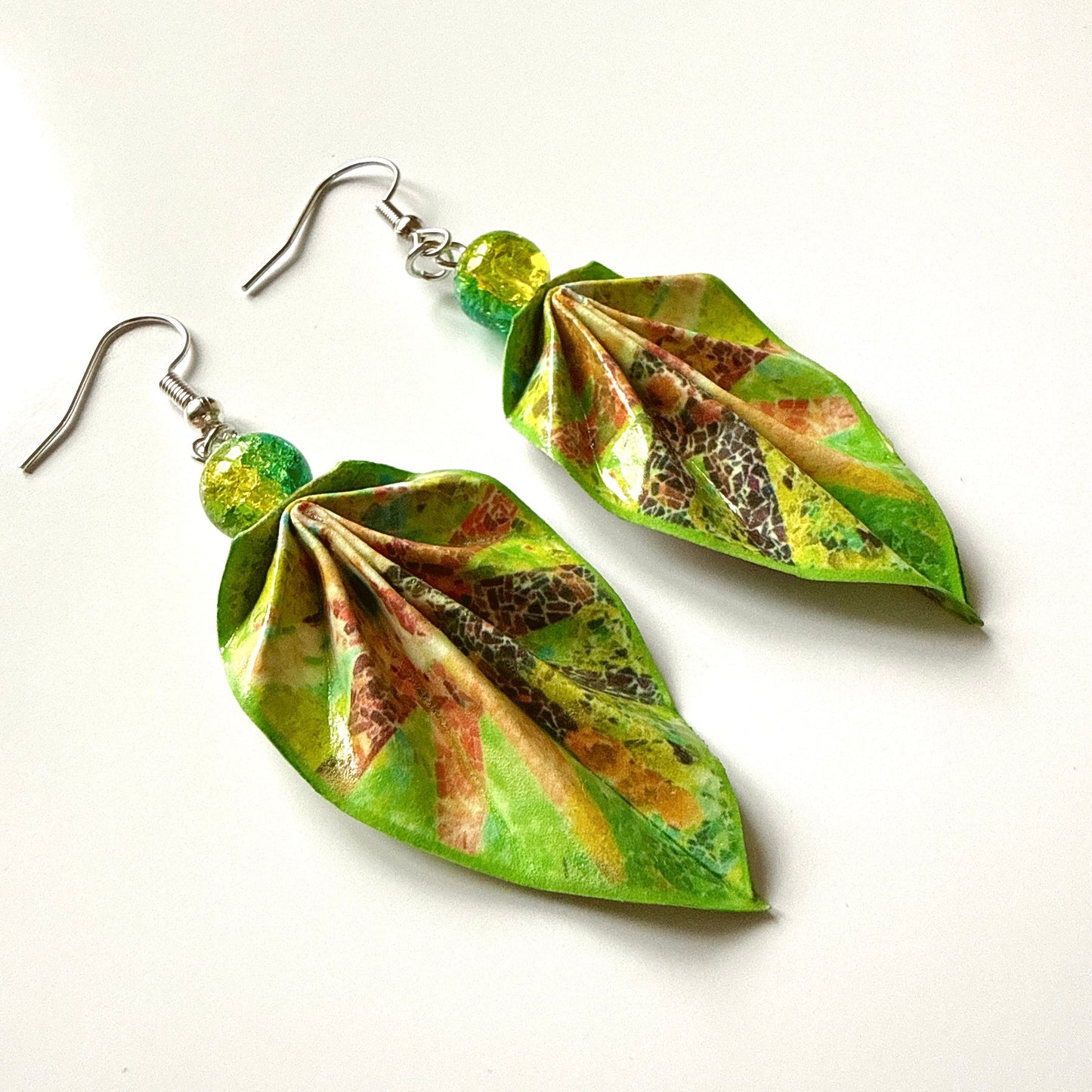 Origami Leaf Earrings: Handmade Paper Jewelry Gaudi's Sun