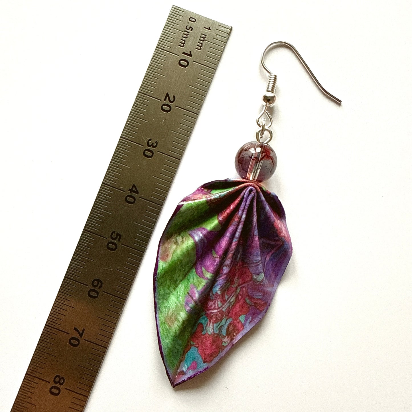 Origami Leaf Earrings – Minimalist Handmade Paper Jewelry with Glossy Protective Finish