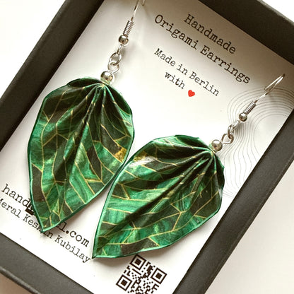 Origami Earrings – Handmade Paper Jewelry with Protective Glossy Finish, Lightweight & Artistic Design