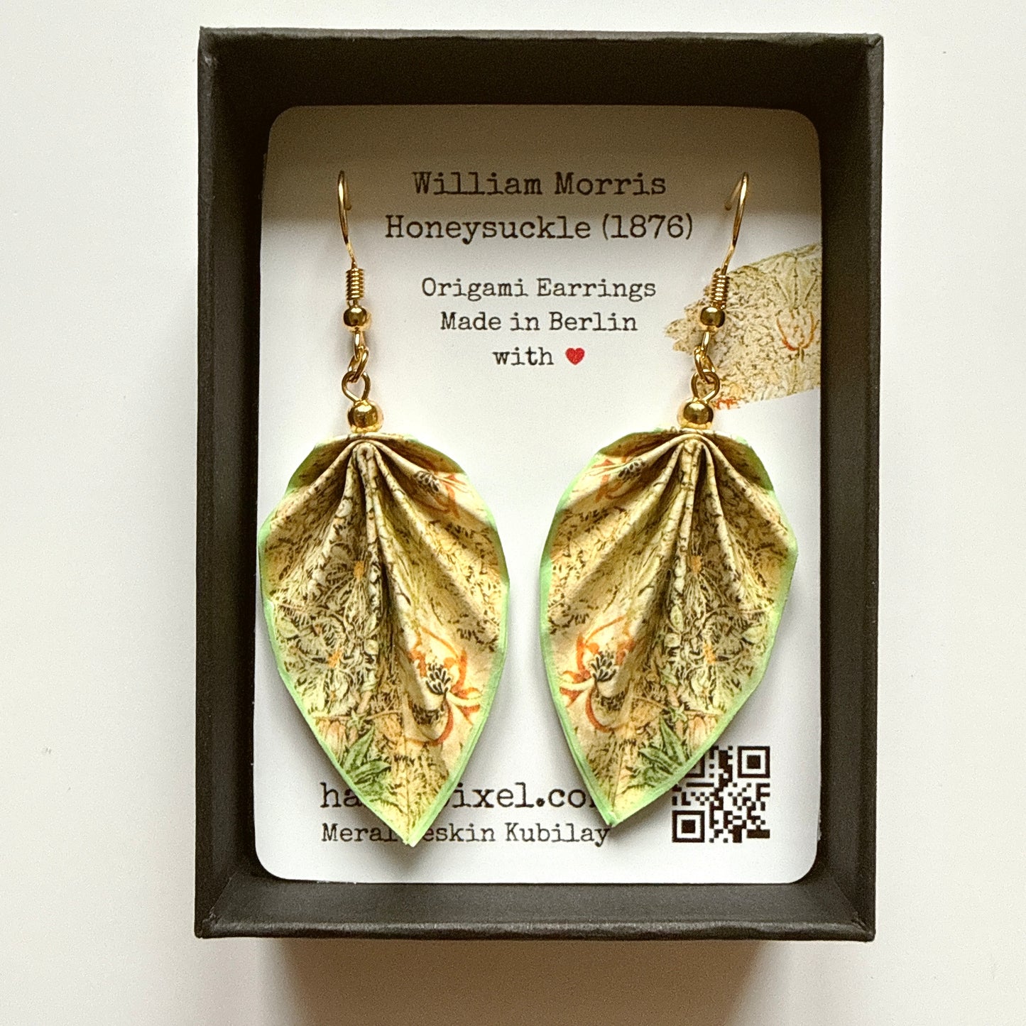 Boucles d'oreilles Feuille d'Origami : Bijoux en papier faits main