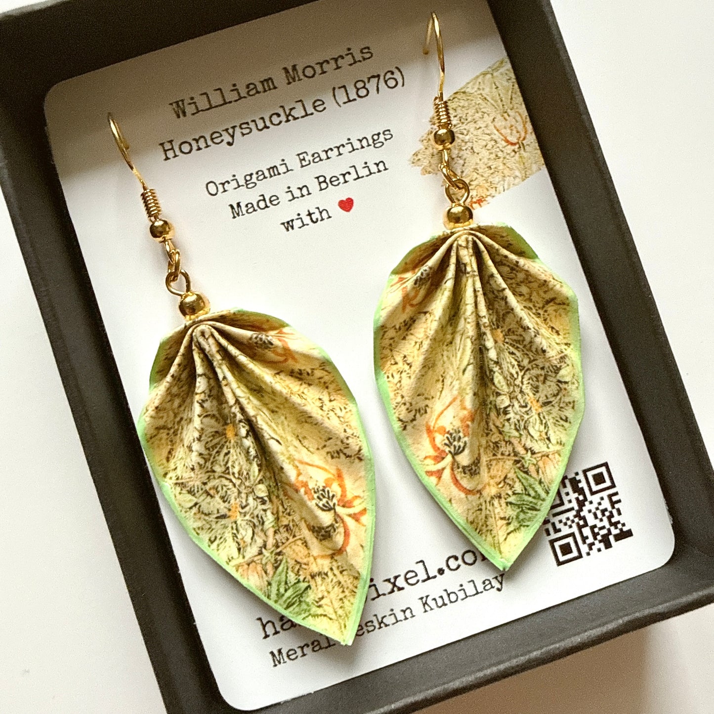 Boucles d'oreilles Feuille d'Origami : Bijoux en papier faits main