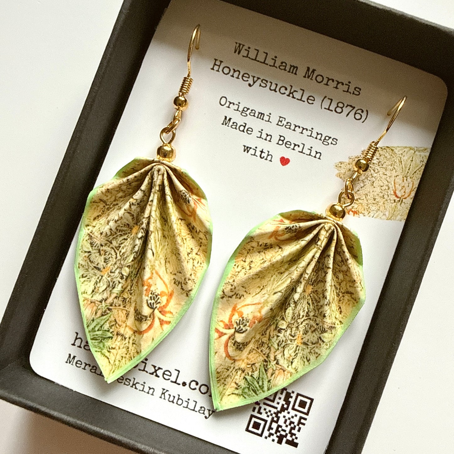 Boucles d'oreilles Feuille d'Origami : Bijoux en papier faits main