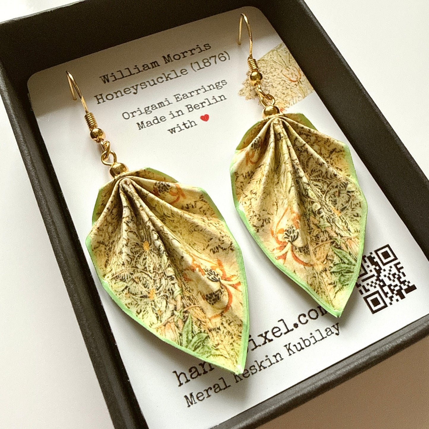 Boucles d'oreilles Feuille d'Origami : Bijoux en papier faits main