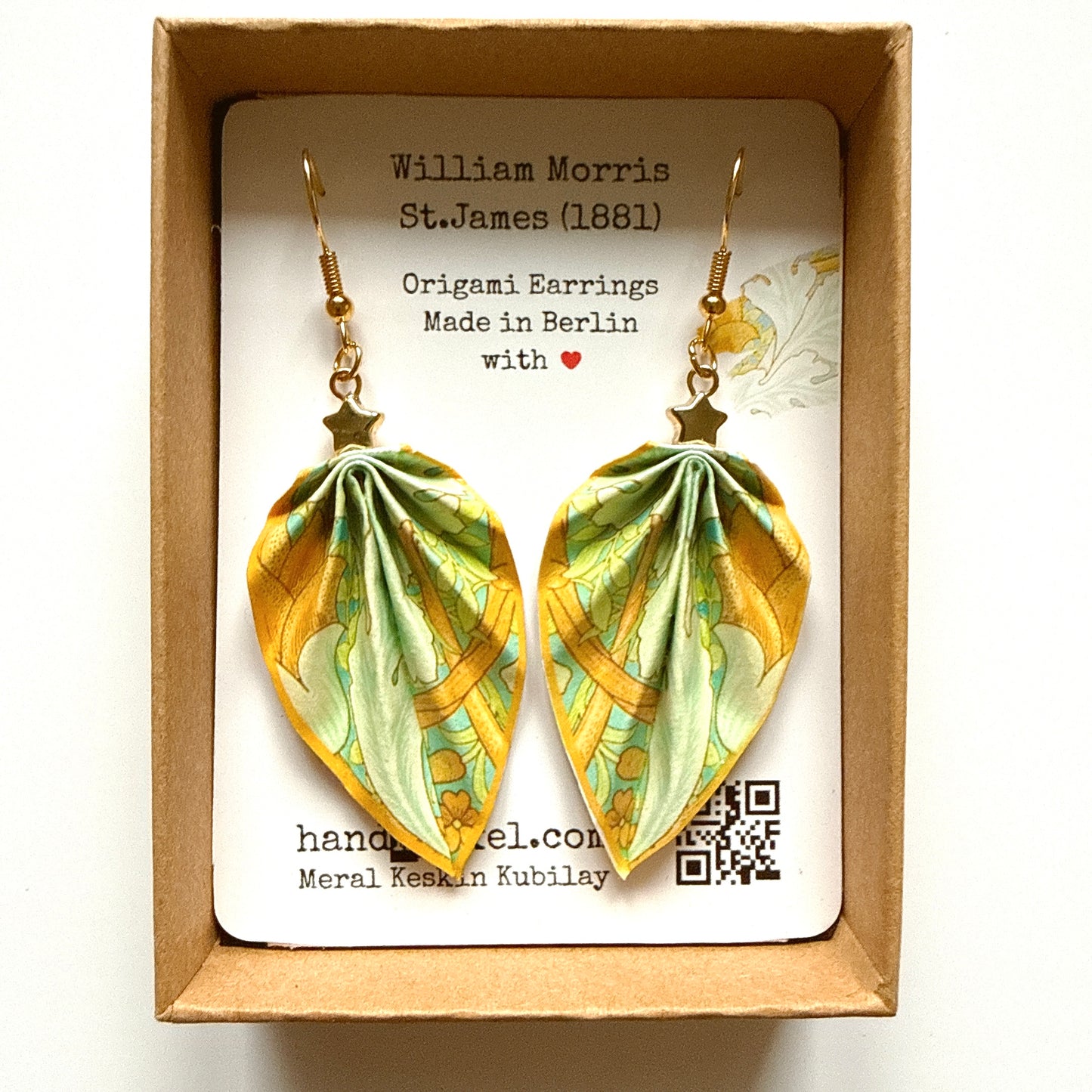 W.Morris St. James (1881) Origami Leaf Earrings