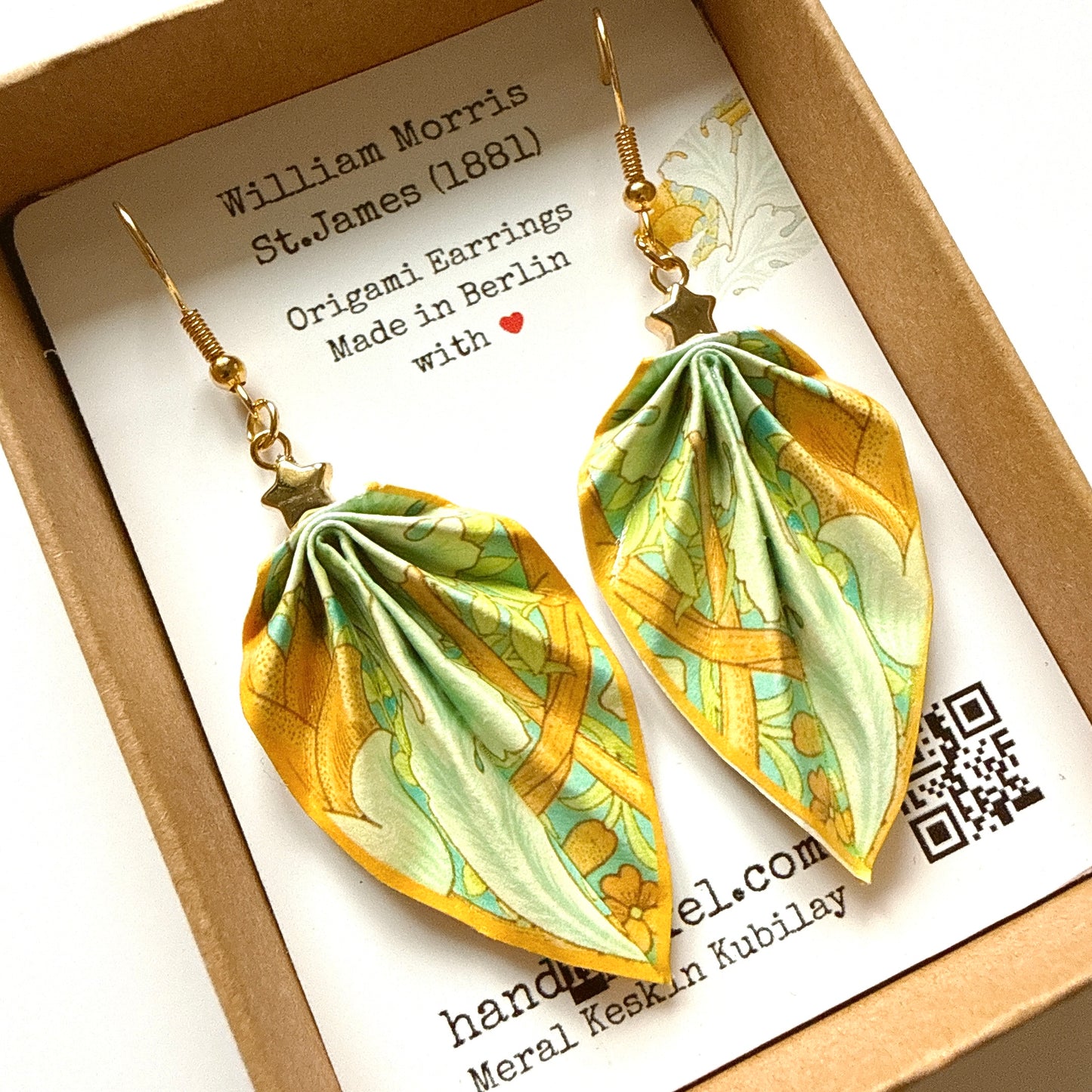 W.Morris St. James (1881) Origami Leaf Earrings