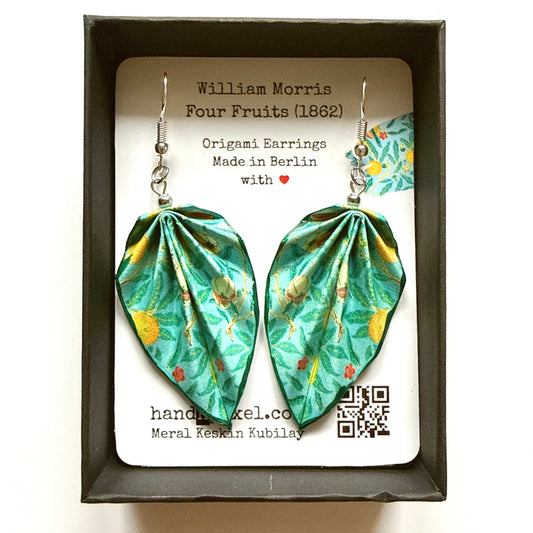W.Morris Four Fruits (1862) Origami Leaf Earrings