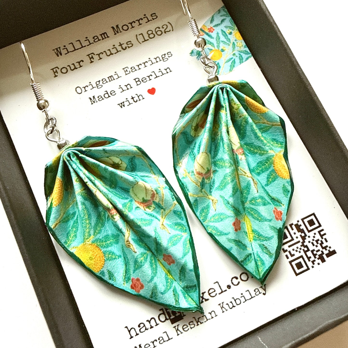 Boucles d'oreilles Feuille d'Origami : Bijoux en papier faits main