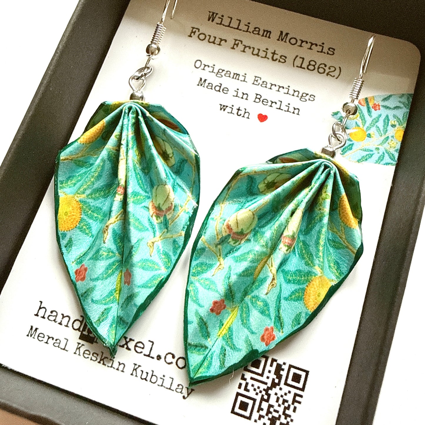 Boucles d'oreilles Feuille d'Origami : Bijoux en papier faits main