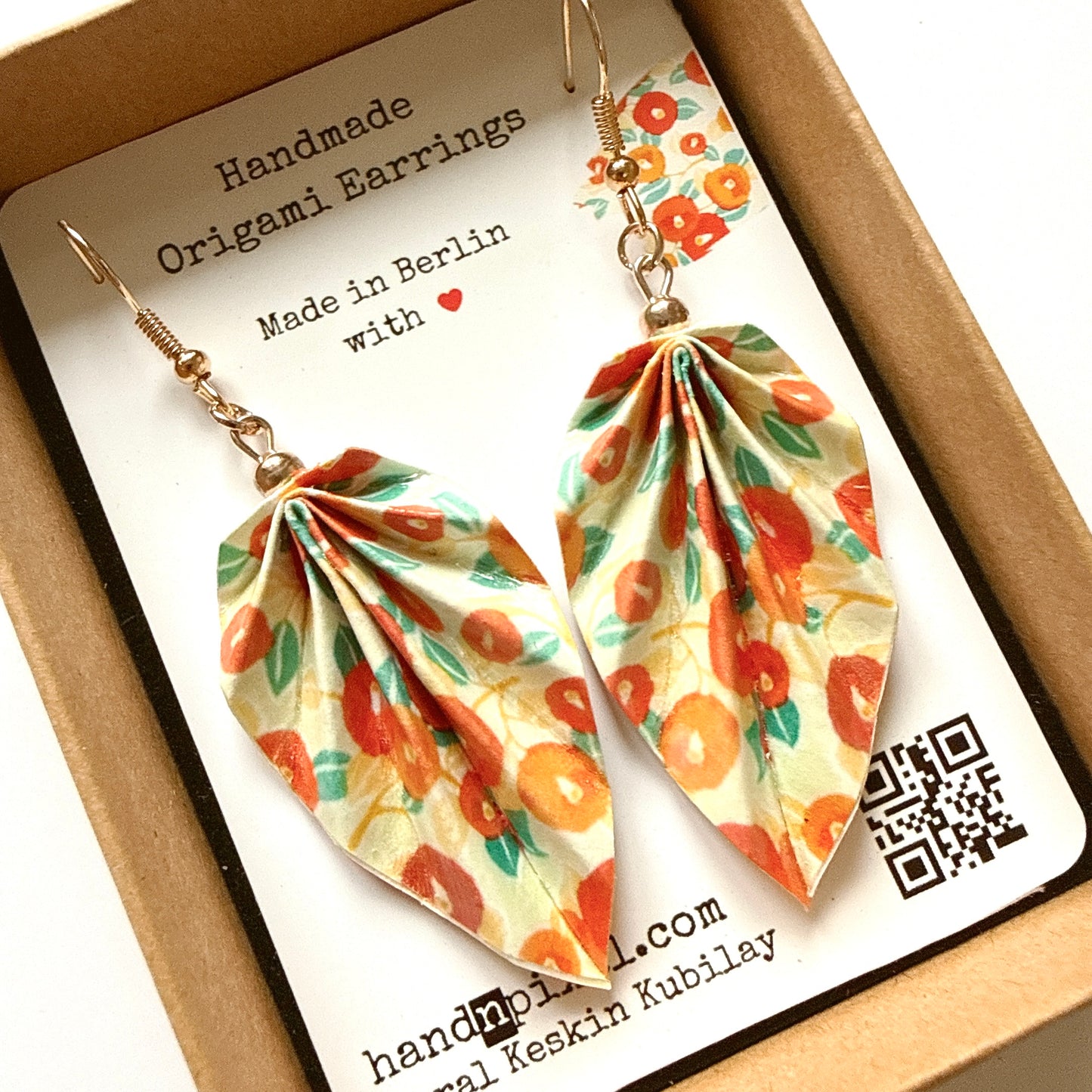 Origami Leaf Earrings Flower – Lightweight Handmade Paper Jewelry