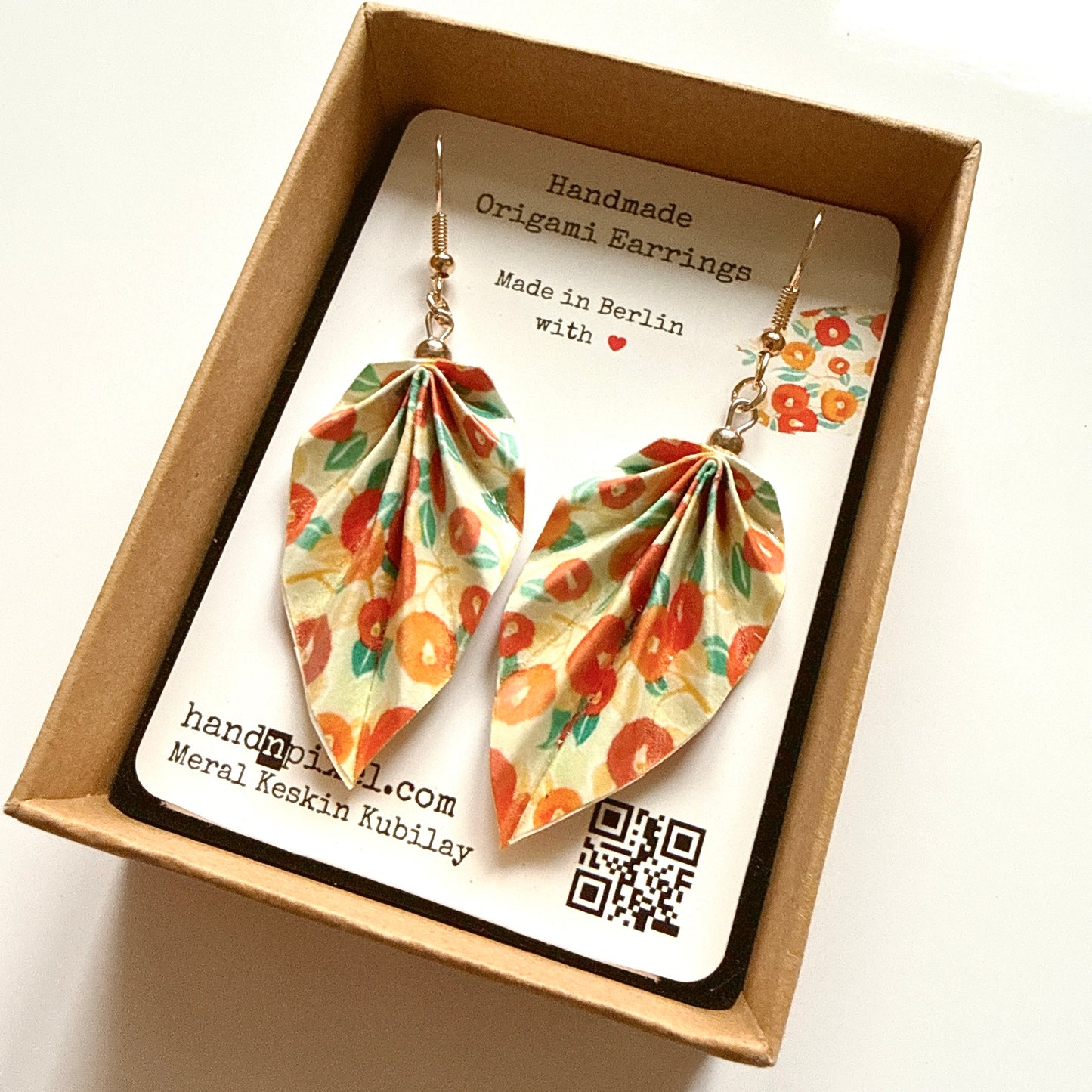 Origami Leaf Earrings Flower – Lightweight Handmade Paper Jewelry