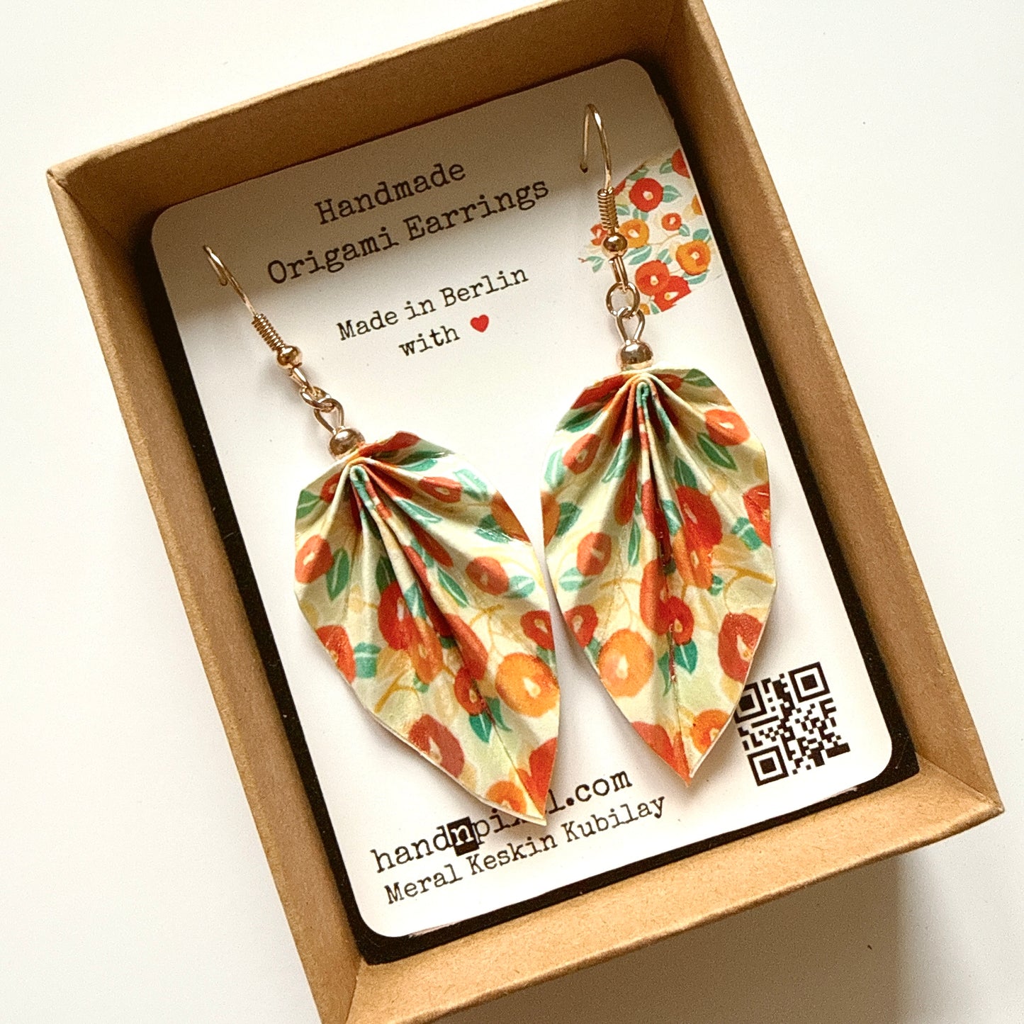 Origami Leaf Earrings Flower – Lightweight Handmade Paper Jewelry