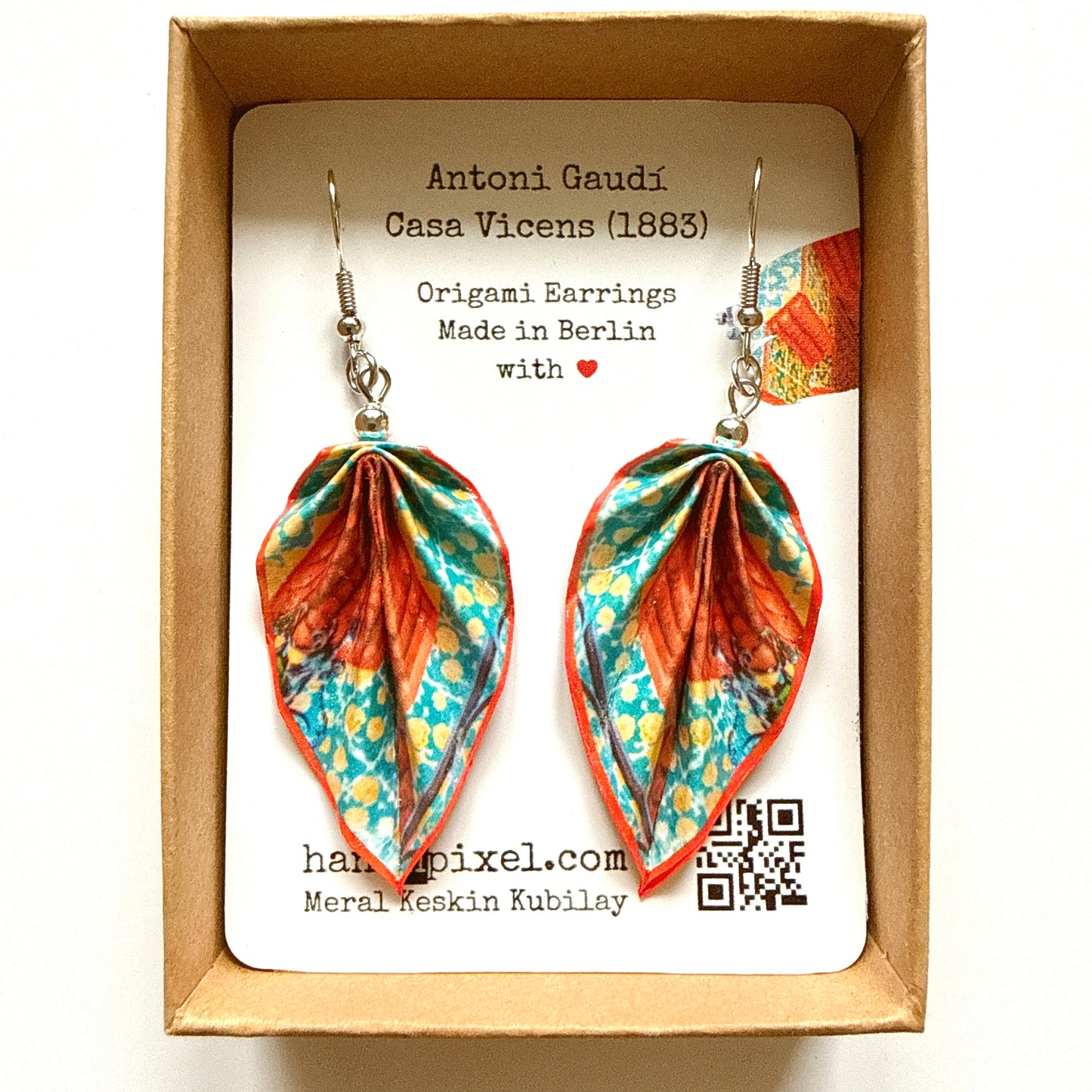 Boucles d'oreilles Feuille d'Origami : Bijoux en papier faits main