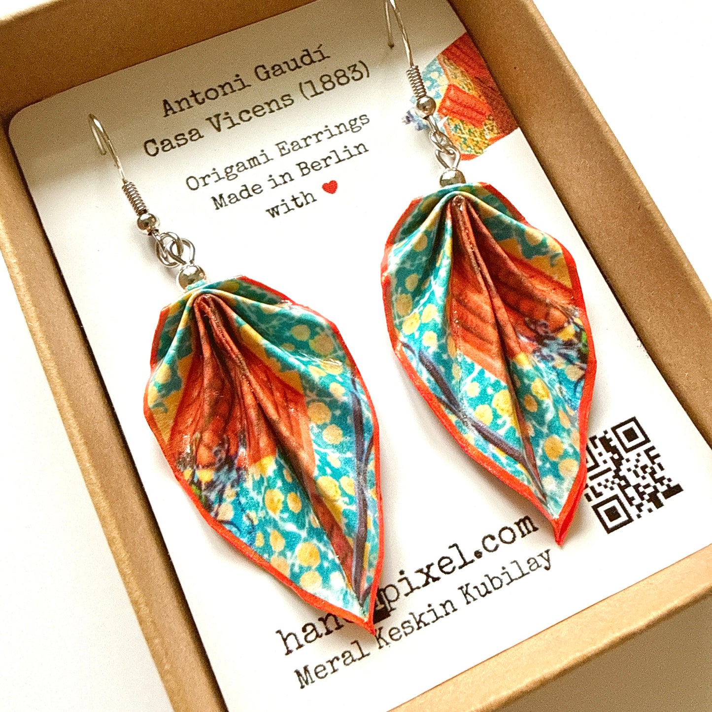 Boucles d'oreilles Feuille d'Origami : Bijoux en papier faits main