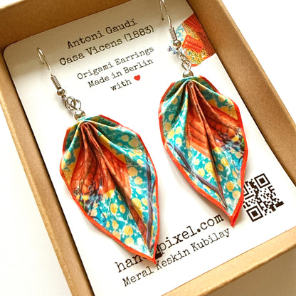 Origami-Ohrringe in Form von Herbstlaub: Handgefertigter Papierschmuck