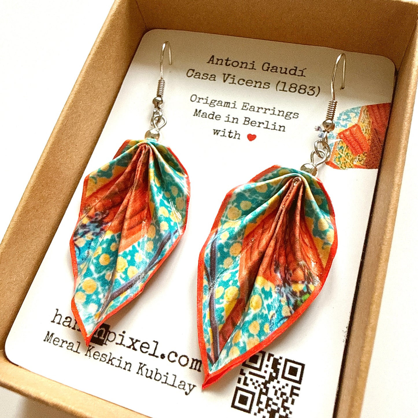 Boucles d'oreilles Feuille d'Origami : Bijoux en papier faits main