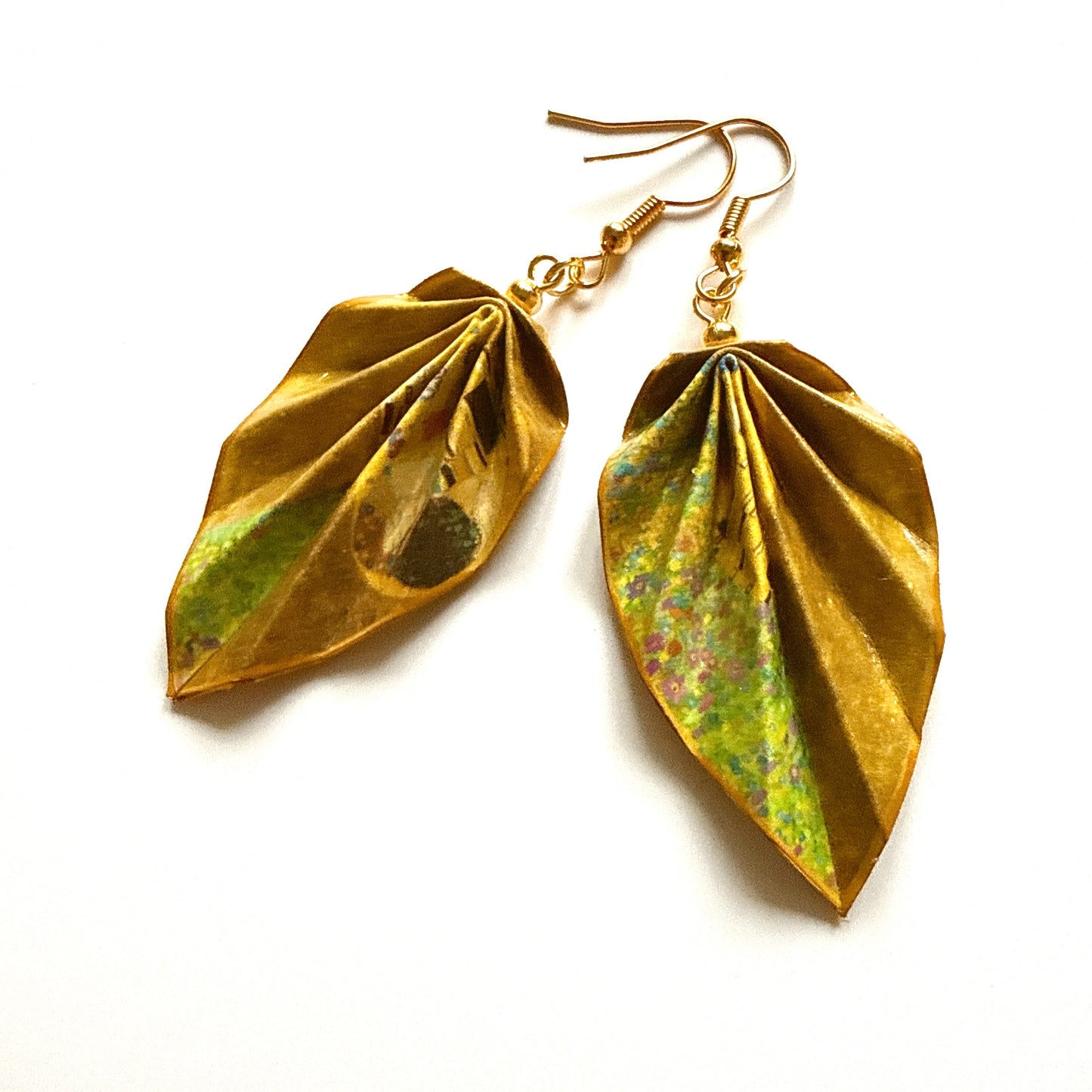 Gustav Klimt’s Kiss Painting : Origami Leaf Earrings Gift