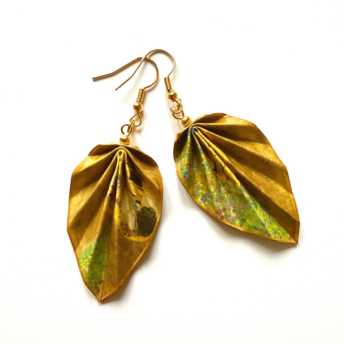 Gustav Klimt’s Kiss Painting : Origami Leaf Earrings Gift