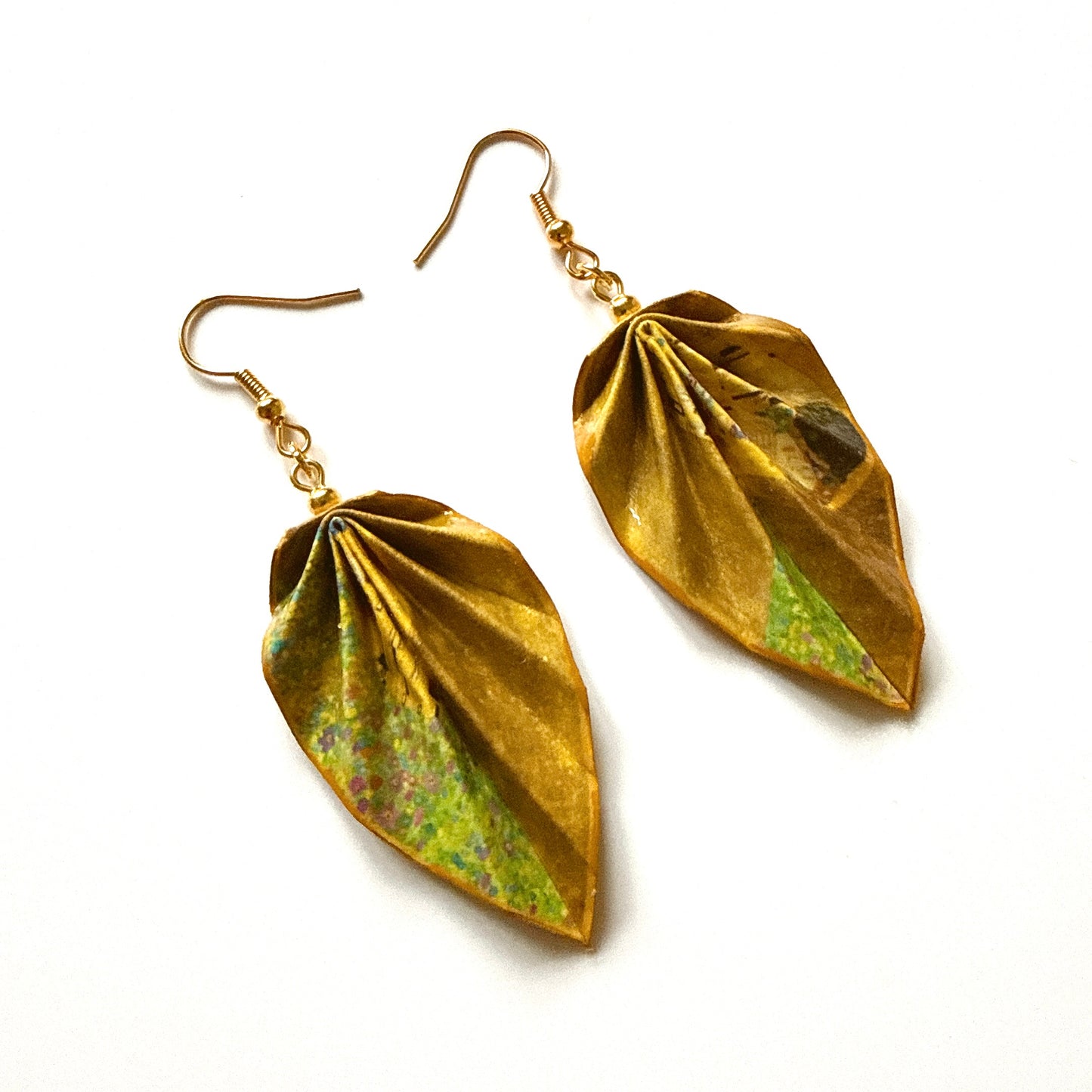 Gustav Klimt’s Kiss Painting : Origami Leaf Earrings Gift