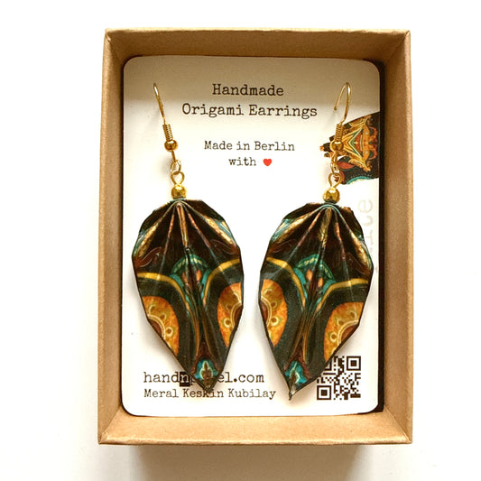 Origami Leaf Earrings: Handmade Paper Jewelry